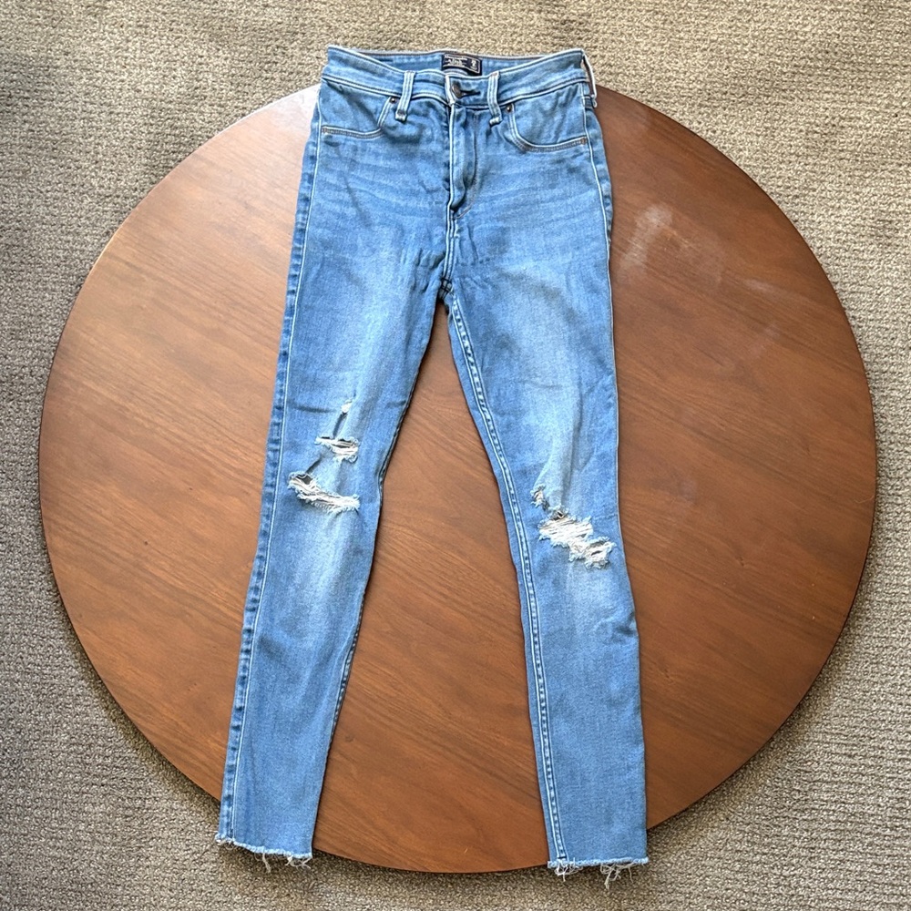 Abercrombie & Fitch Jeans Distressed Medium Blue Wash Women's Size 25 High Waist
